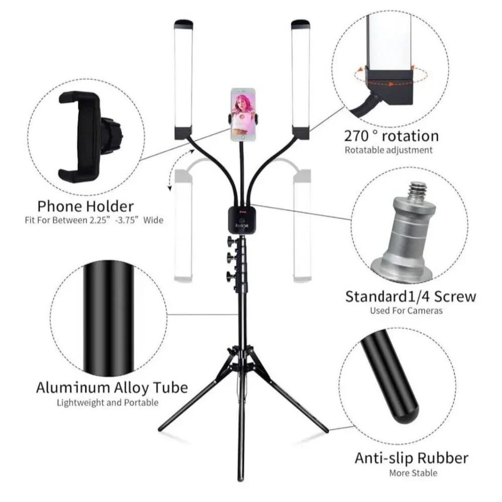 NEW! Aro De Luz LED Lash Light Kit, 5400 Lumens Bright, 3 Color Modes, Adjustabl